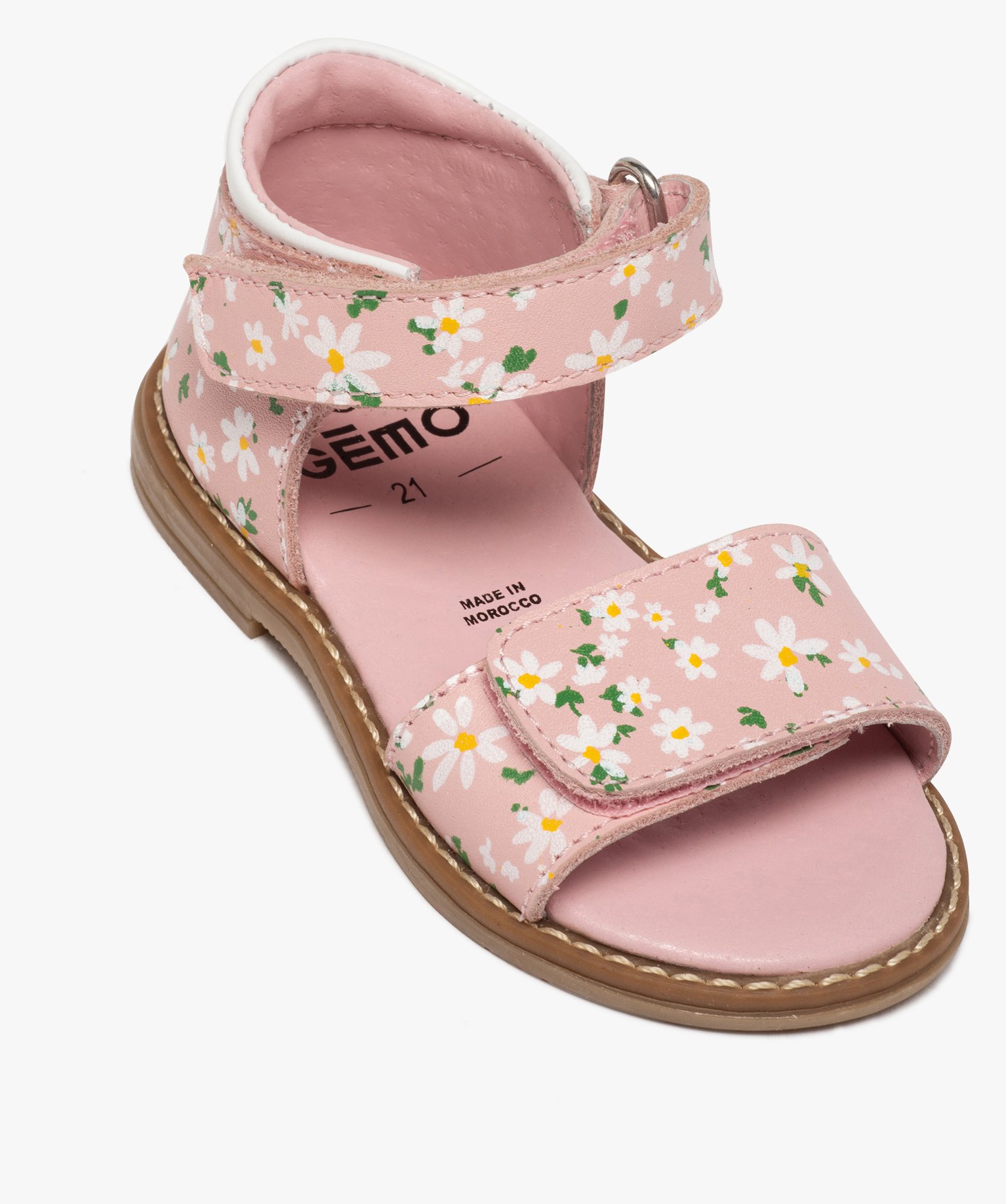 Sandales bébé fille à talon fermé et brides en cuir impr... rose | GEMO