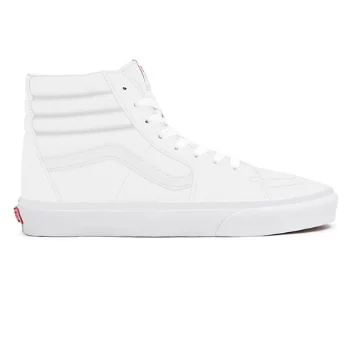 Total White Leather Sk8-Hi personalizzate a calzata ampia