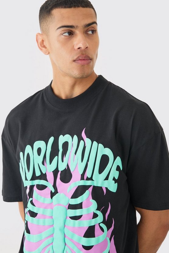 Geripptes Oversize T-Shirt