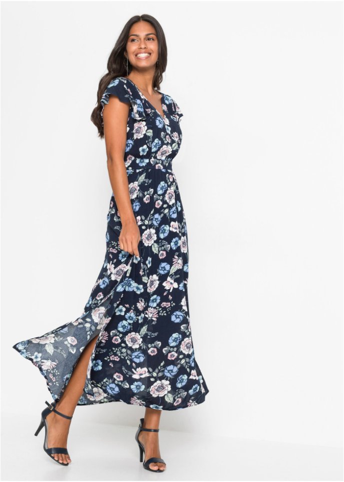 Bedrucktes Maxikleid mit Volants