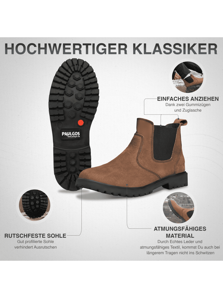 PAULGOS Herren Chelsea Boots, Stiefeletten, Schuhe in Dunkelbraun günstig kaufen