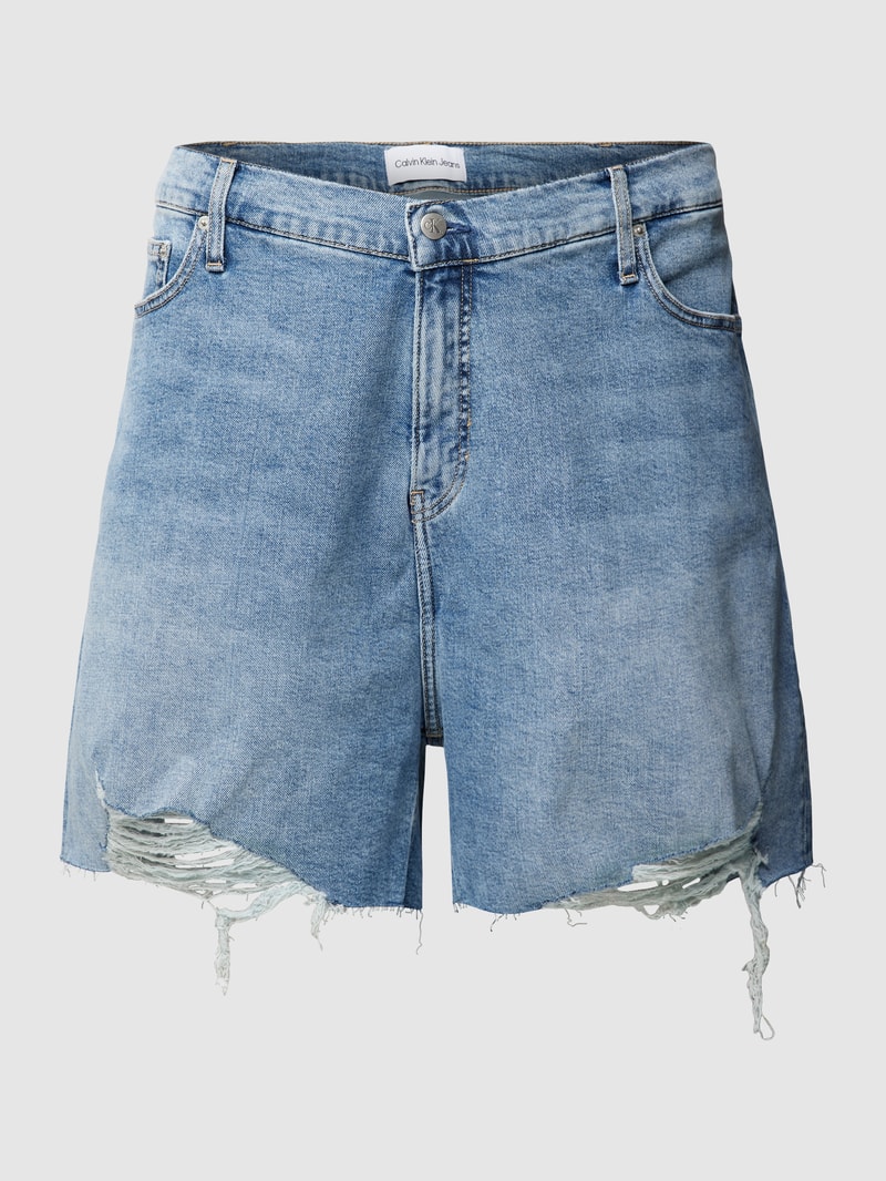PLUS SIZE Jeansshorts mit Label-Patch aus Leder Modell 'Mom' in jeans