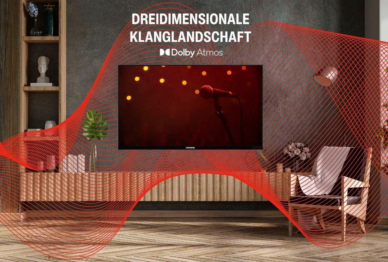 Telefunken D65V950M2CWH LED-Fernseher (164 cm/65 Zoll, 4K Ultra HD, Smart-TV, Dolby Atmos,USB-Recording,Google Assistent,Android-TV)