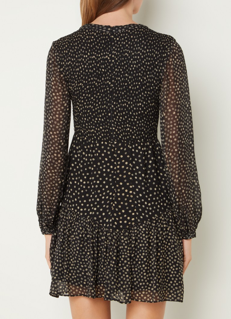 Whistles Mini tunic dress with smocking and polka dot print