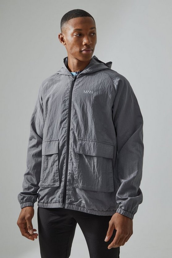 Man Active Nylon Utility-Windbreaker in Knitteroptik