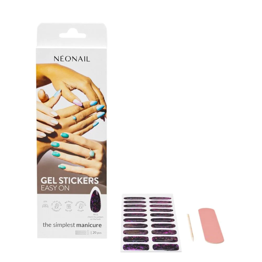 Adesivos de gel Neonail Easy On M03 Hybrid, 20 unidades