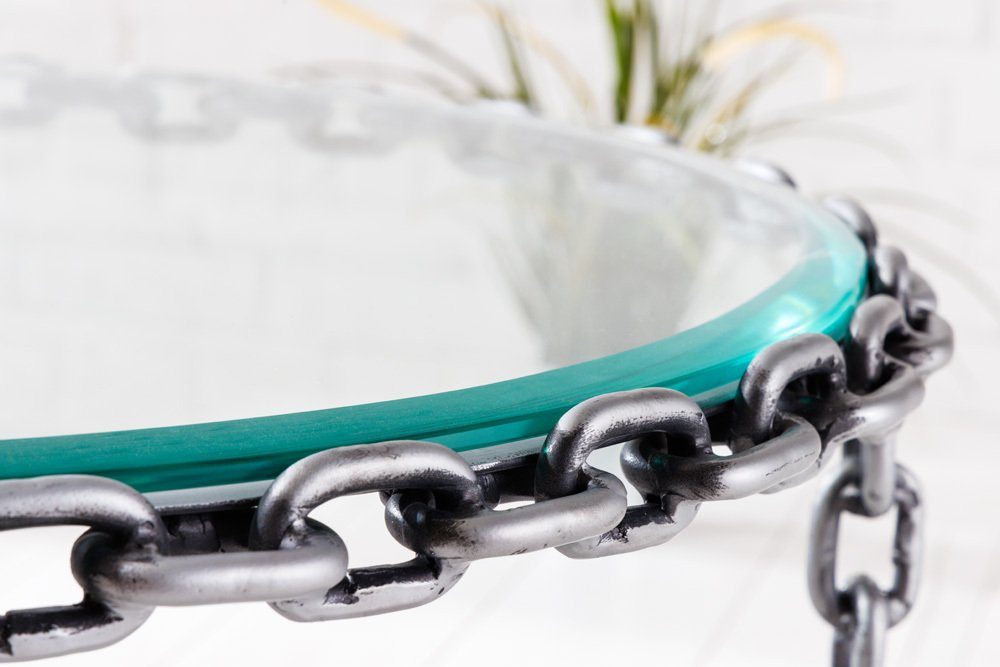 riess-ambiente Couchtisch CHAINS 65cm transparent / silber (Einzelartikel, 1-St), Wohnzimmer · Glas · Metall · Handarbeit · Kettengestell · Industrial