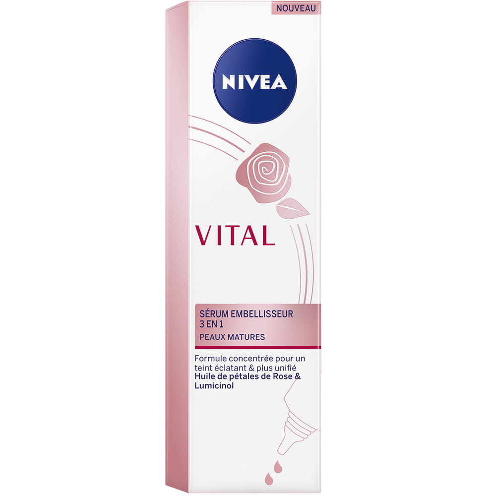 nivea VITAL ECLAT - Sérum Huile pétales Rose & Calcium Sérum visage anti-âge peaux matures