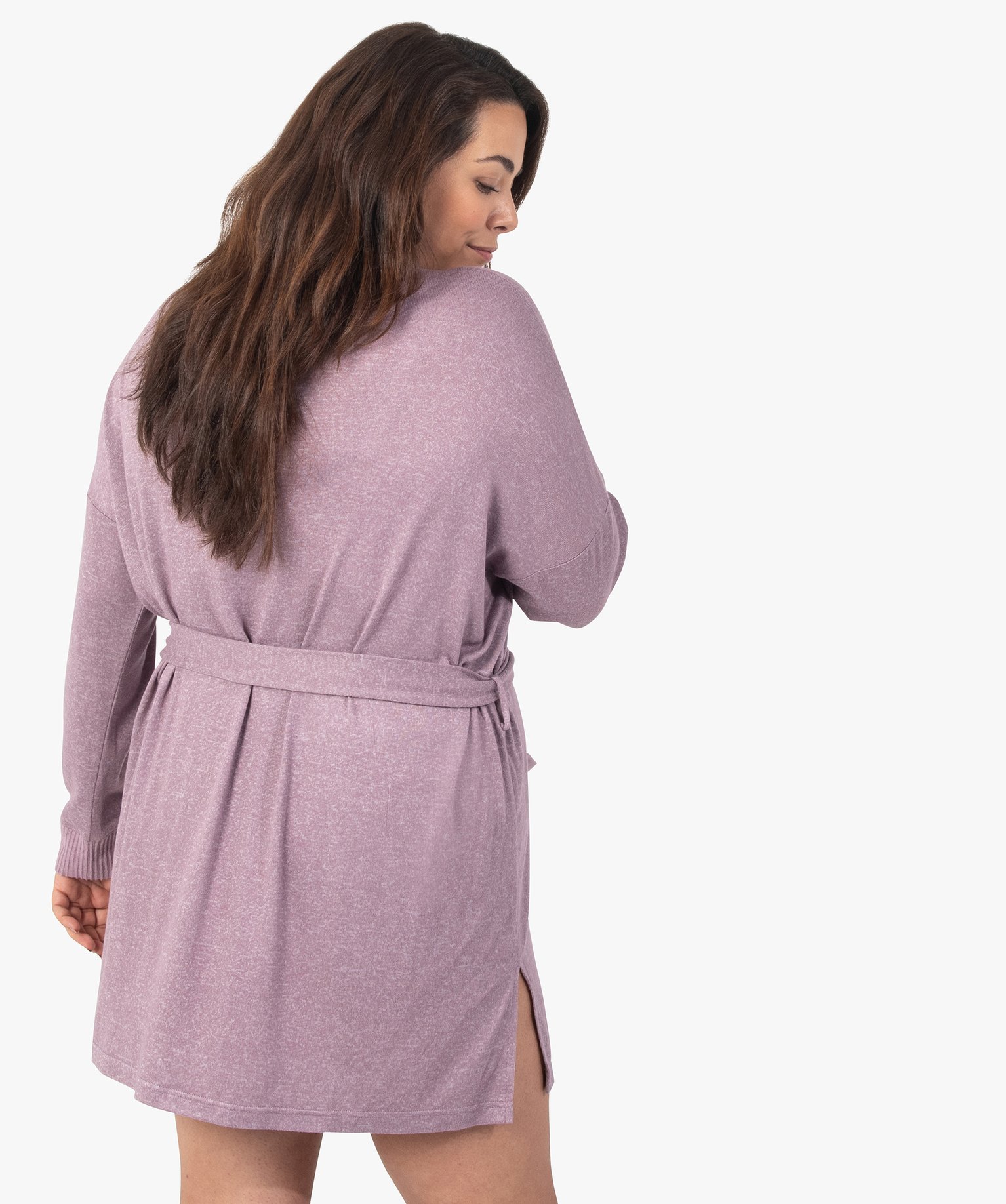 Veste d'intérieur femme grande taille en maille douce avec ... violet | GEMO
