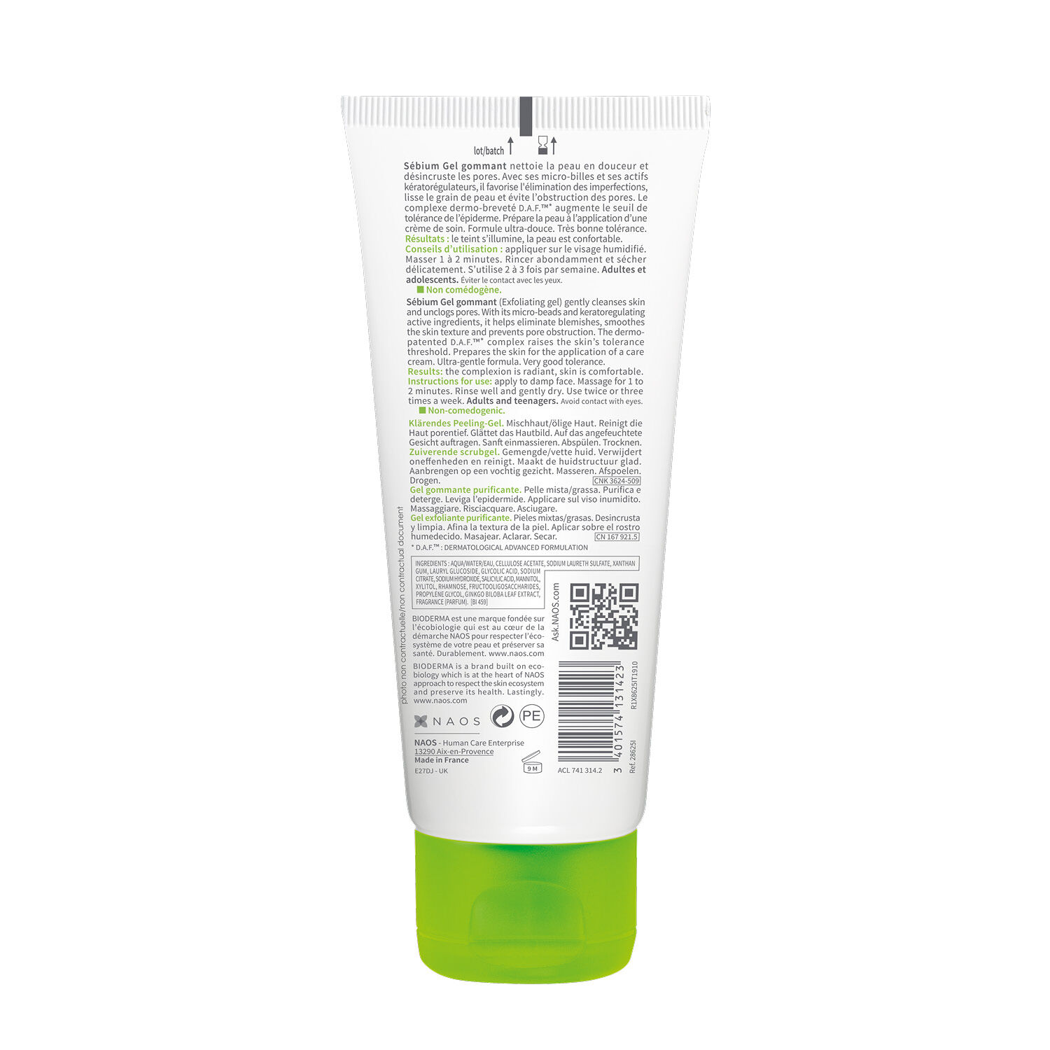 Bioderma Sébium Gel Gommant Exfoliant Purifiant - Peaux Mixtes à Grasses 100 ml