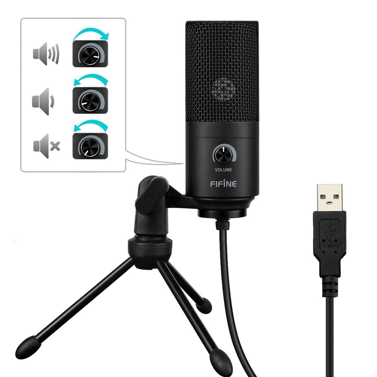 FIFINE Mikrofon USB Kondensator Mikrofon Streaming mit Ständer PC Mac