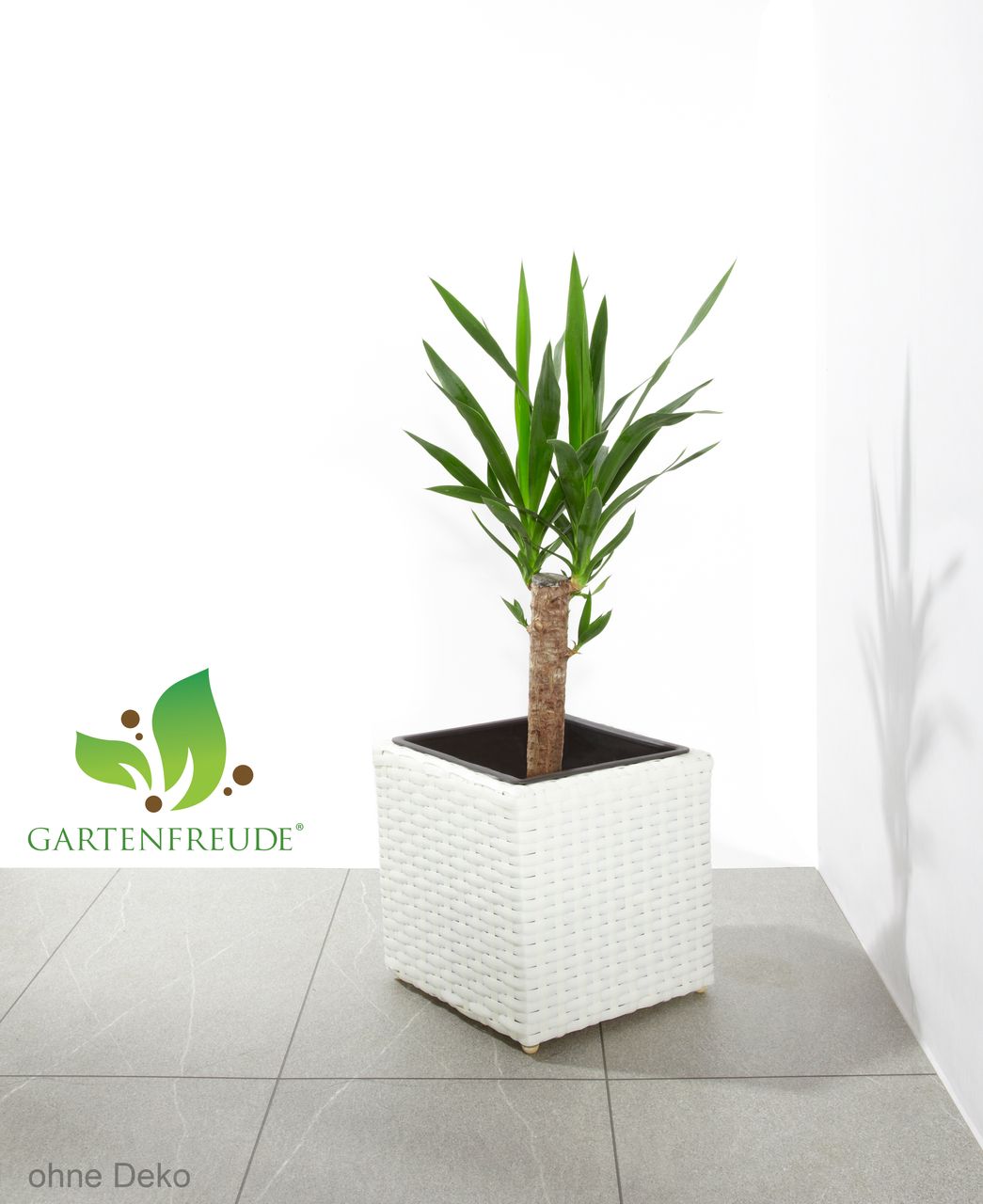 Weles Pflanzkübel Polyrattan 28 x 28 x 28 cm, für Innen und Außen, Kunststoffeinsatz, weiß