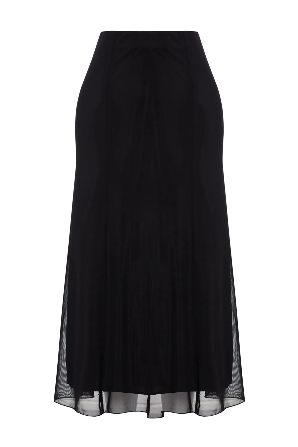 Trendyol Collection  Schwarzer gefütterter Maxi-Strickrock aus Tüll TWOAW24ET00130