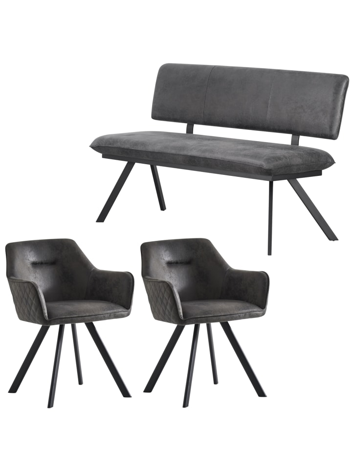 B&D Home 3-tlg. Set: Sitzgruppe Jana in Anthrazit günstig kaufen onesize