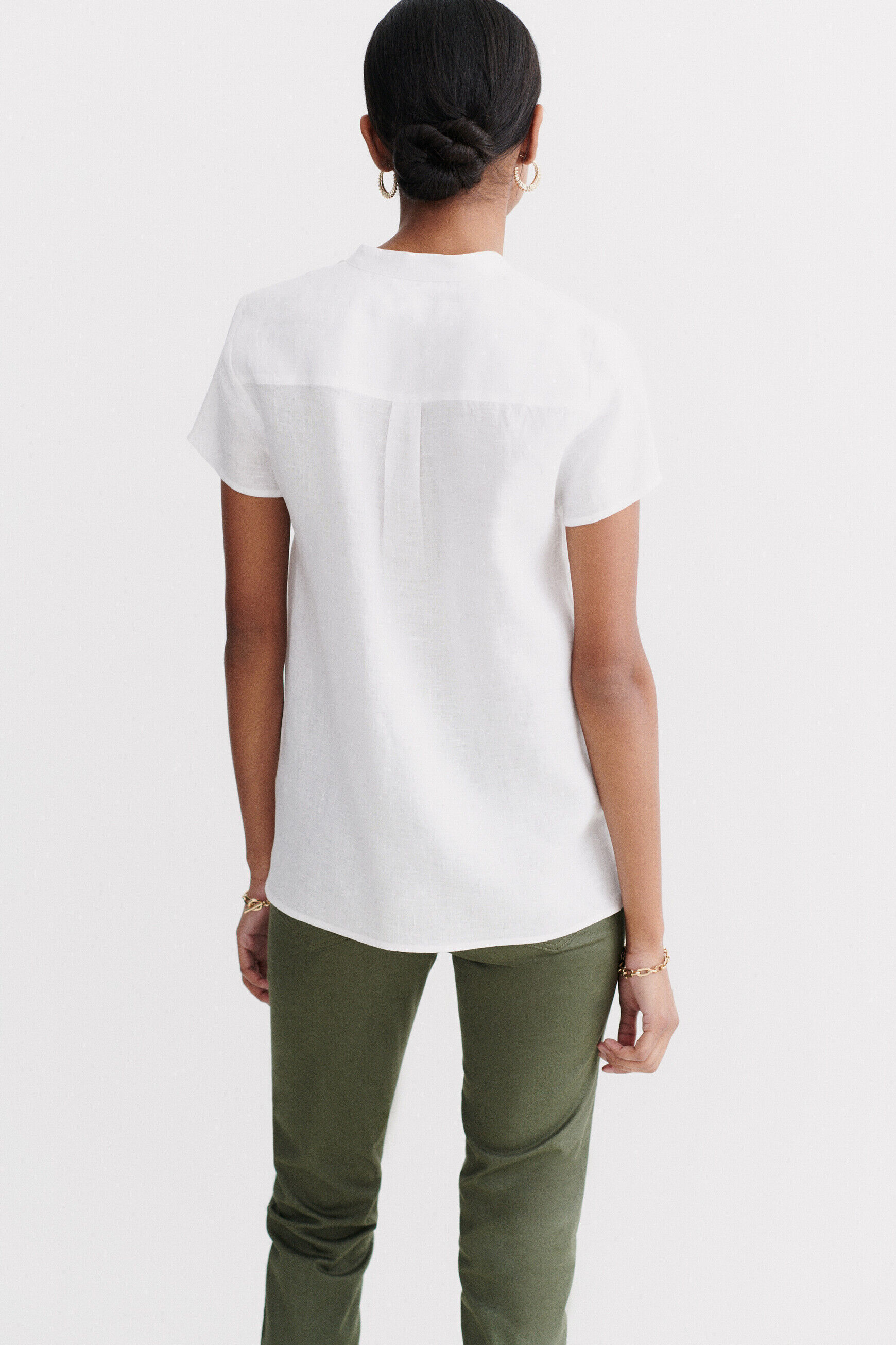 blouse kat 100% lin blanc femme