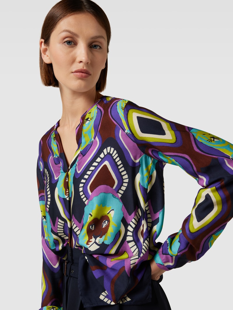 Bluse aus Viskose mit Allover-Muster in lila