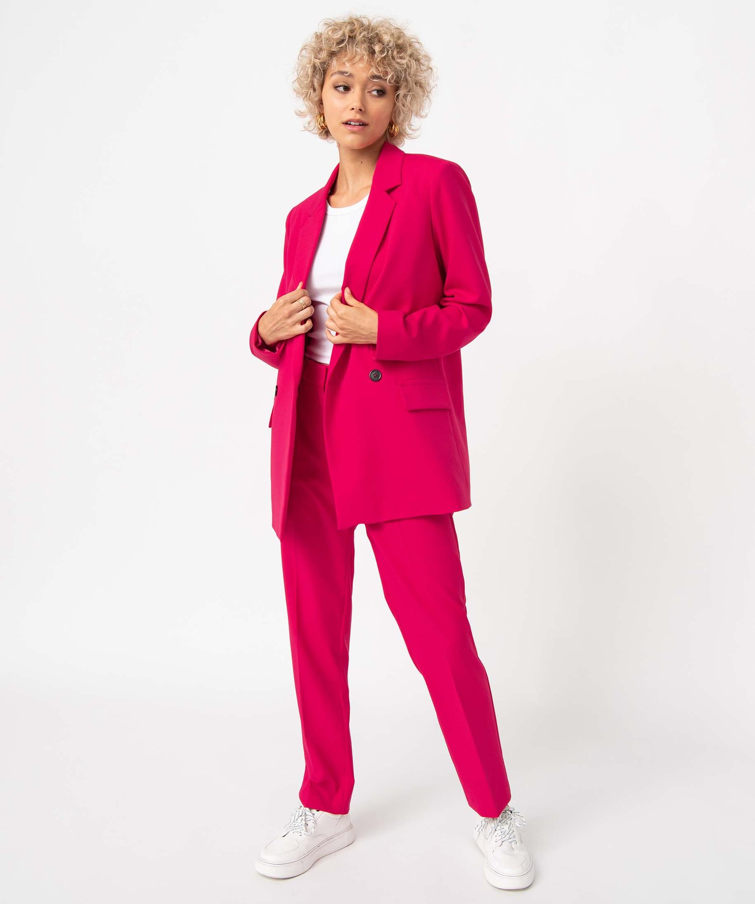 Veste blazer femme coupe droite fermeture croisée rose | GEMO