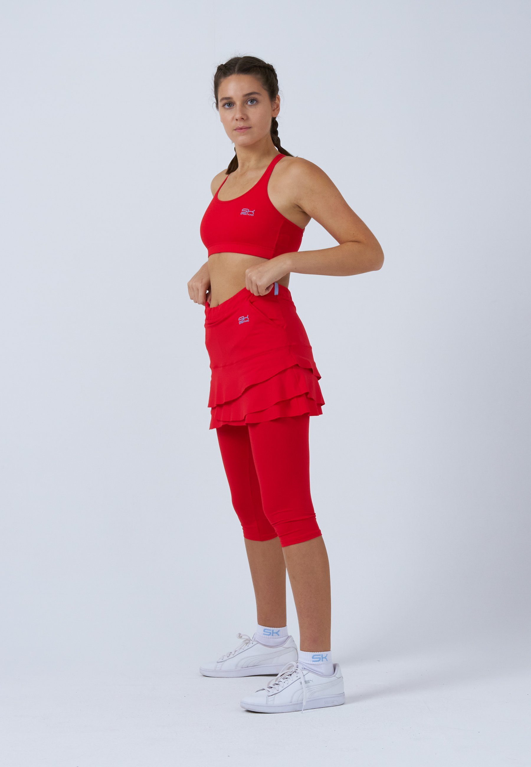 SPORTKIND Tennisrock 2-in-1 Tulip Skort mit Leggings / Skapri Mädchen & Damen rot
