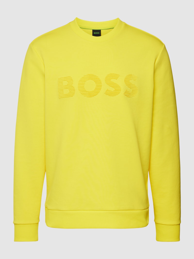 Sweatshirt mit Label-Print Modell 'Salbo' in gelb