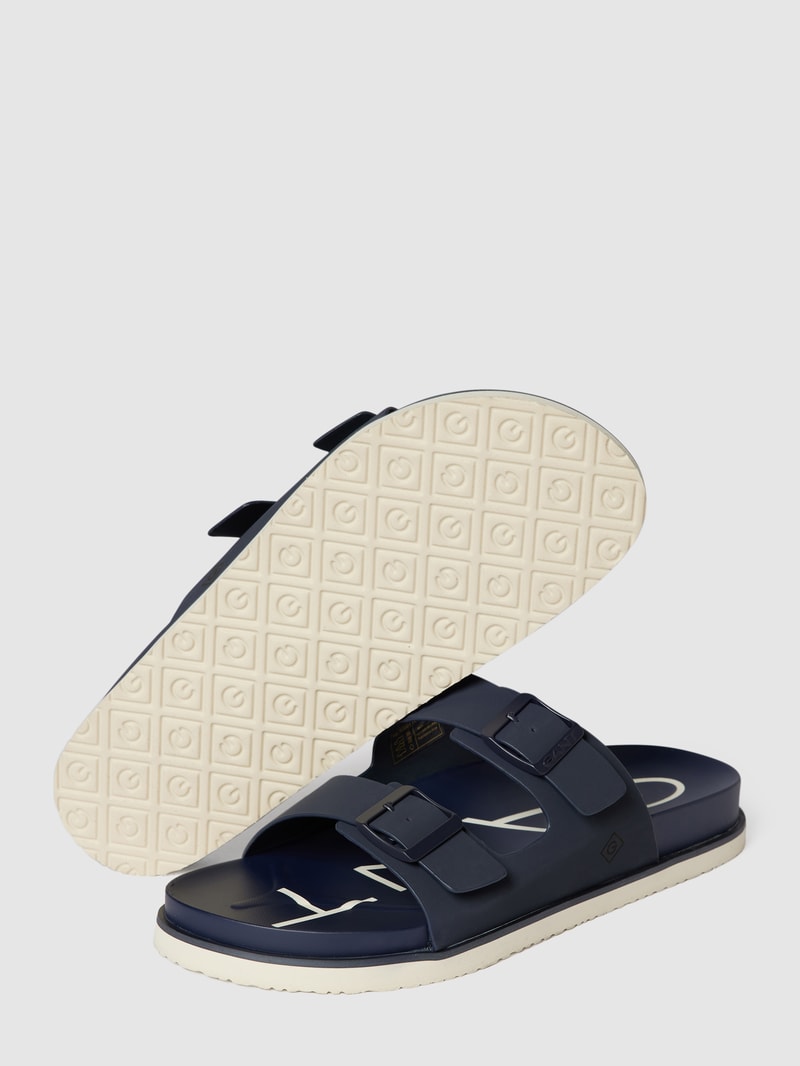 Sandalen mit Dornschließen in dunkelblau