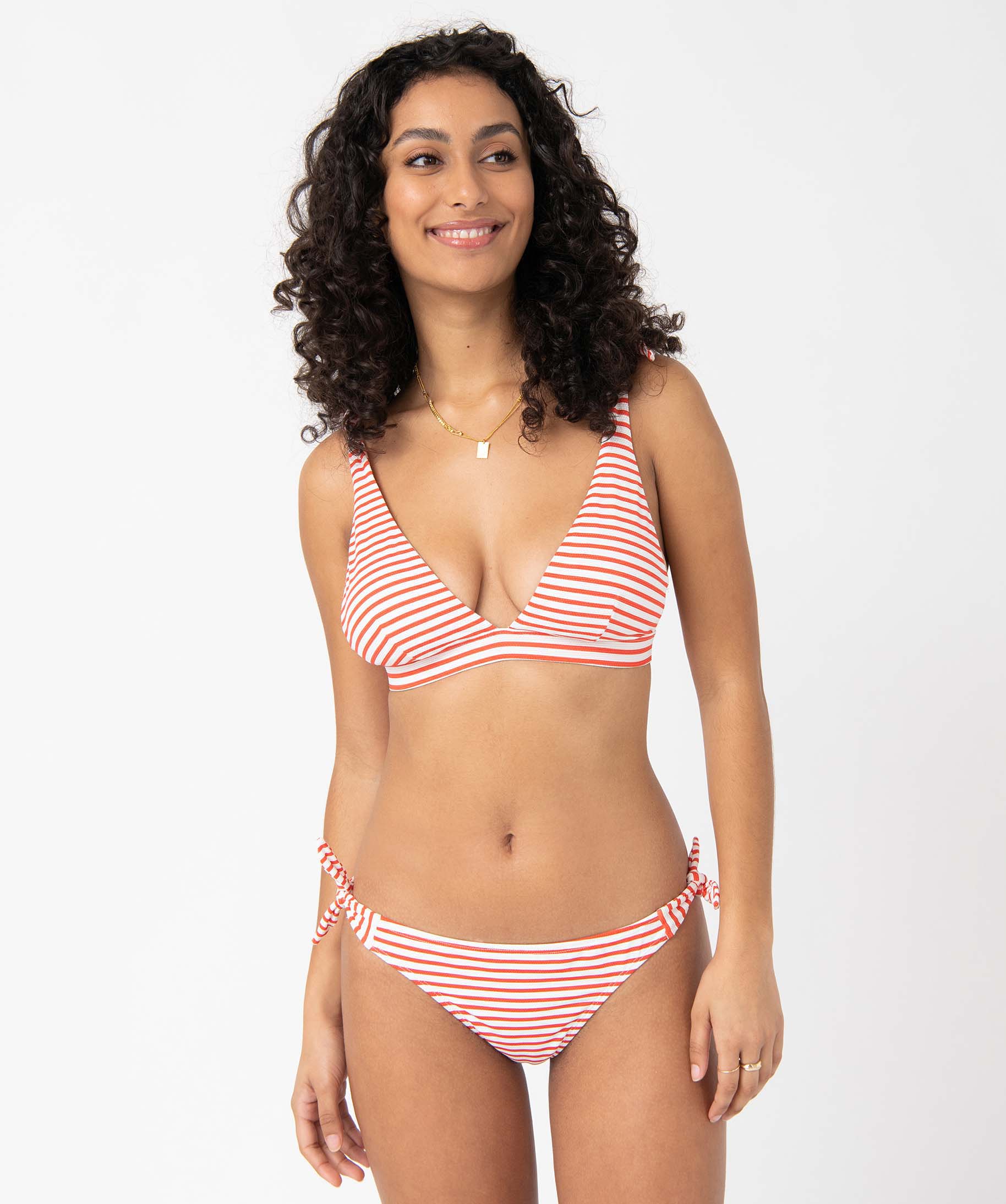 Haut de maillot de bain femme forme triangle à rayures raye | GEMO
