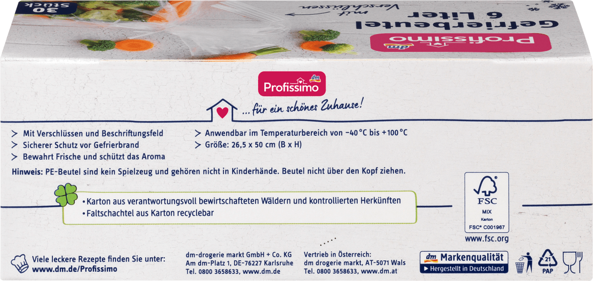 Gefrierbeutel 6 l mit Verschlüssen, 30 St