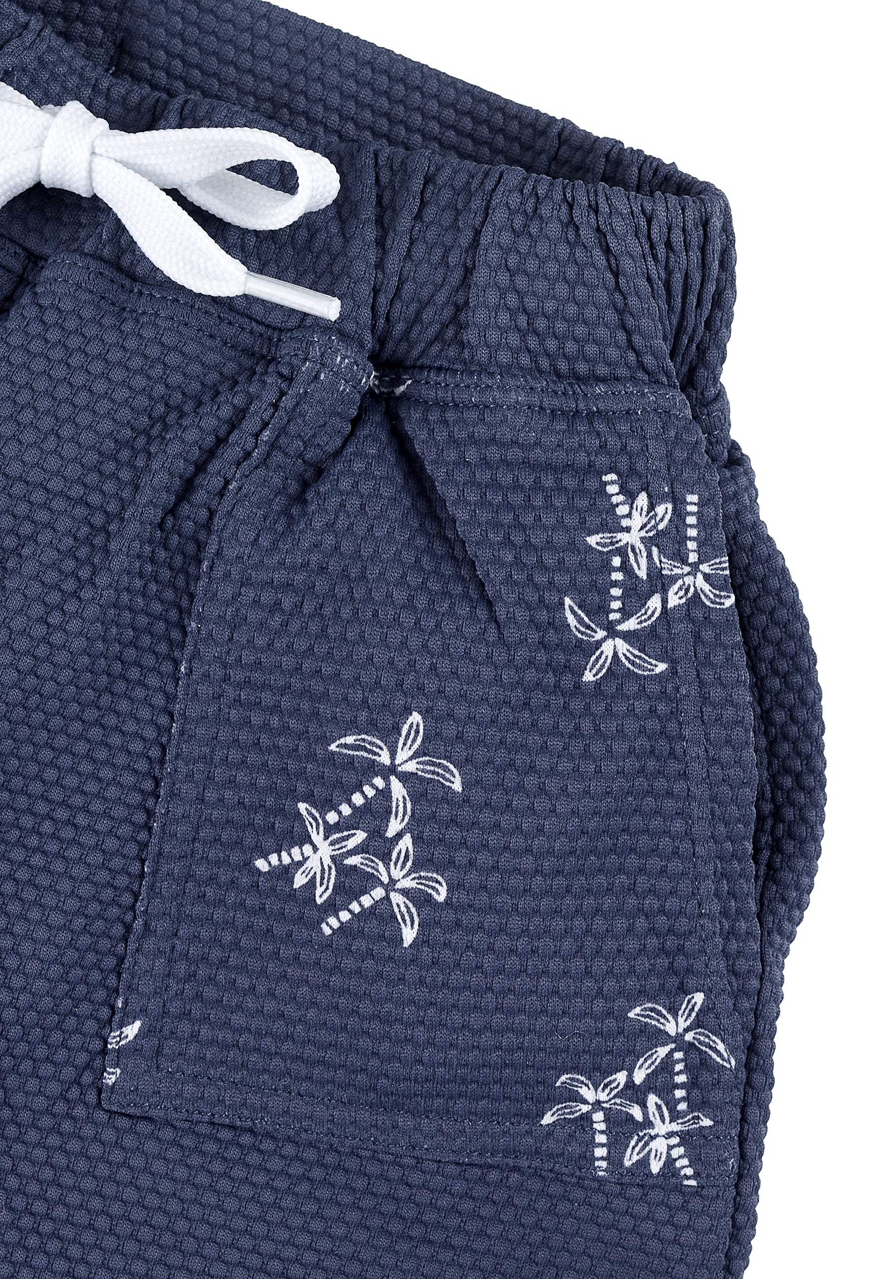 Kinder Badeshorts bedruckt mit Palmen in blau