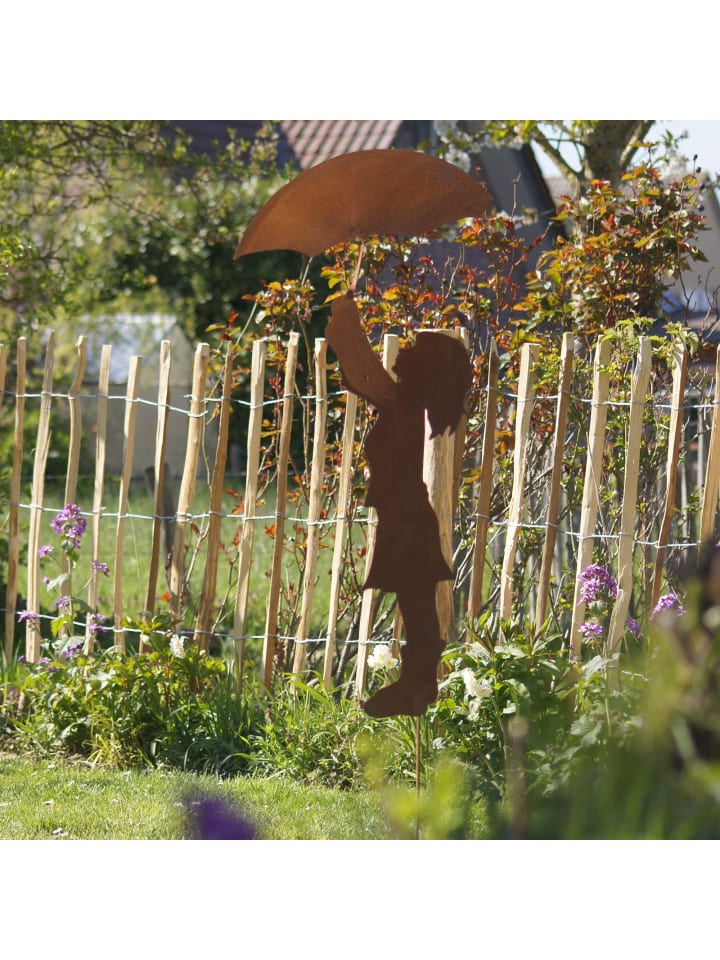 UNUS Gartenstecker Rost Mädchen mit Schirm in Braun günstig kaufen