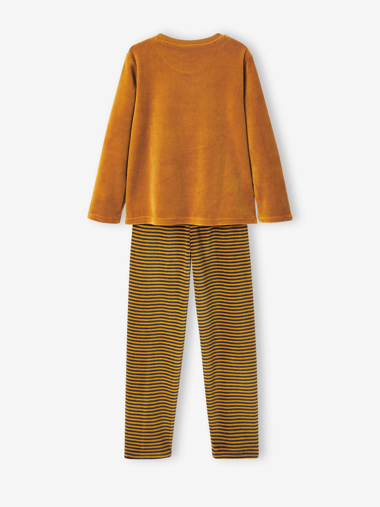 Pyjama ludique monstre velours garçon caramel