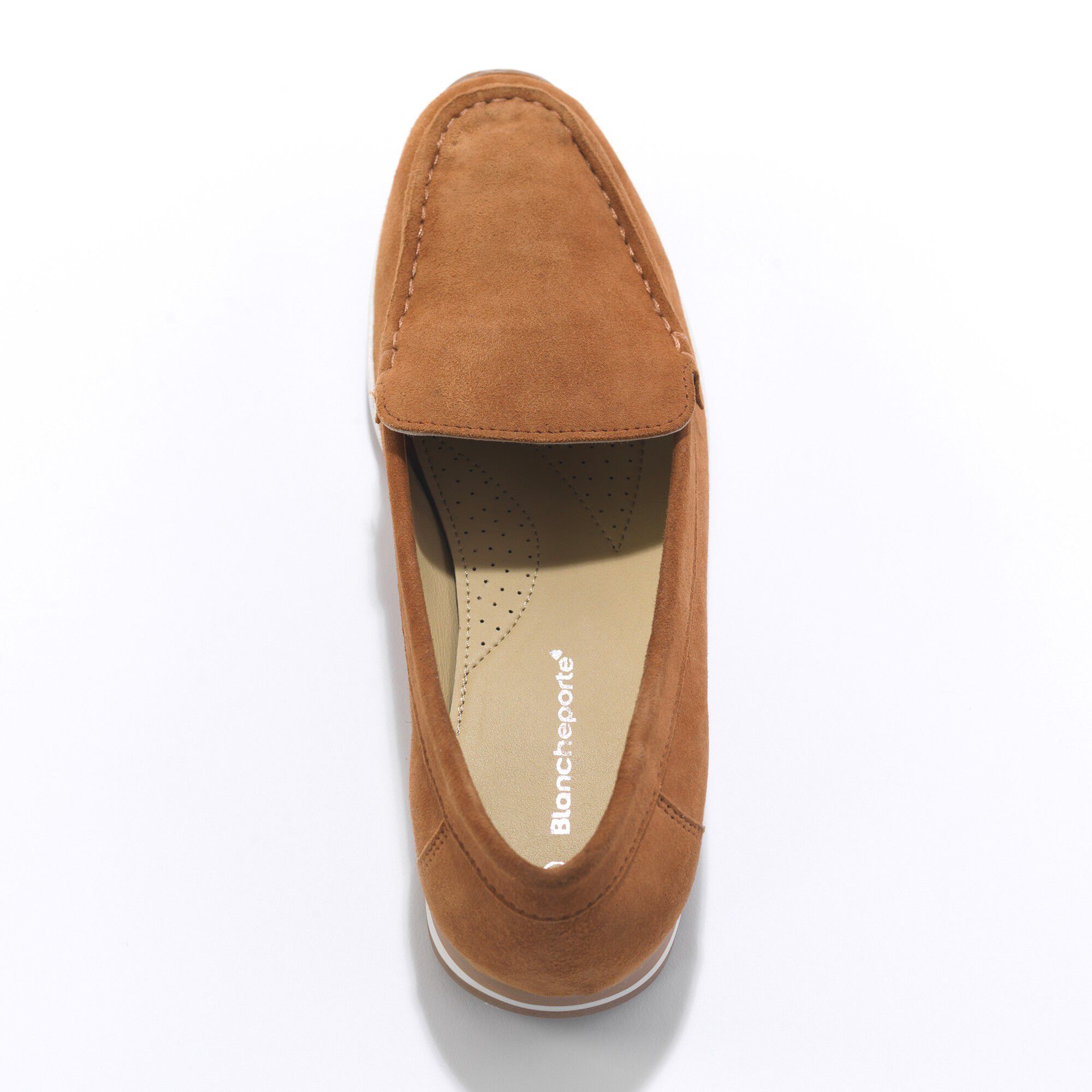 Mocassins en croûte de cuir à semelle crantée bicolore