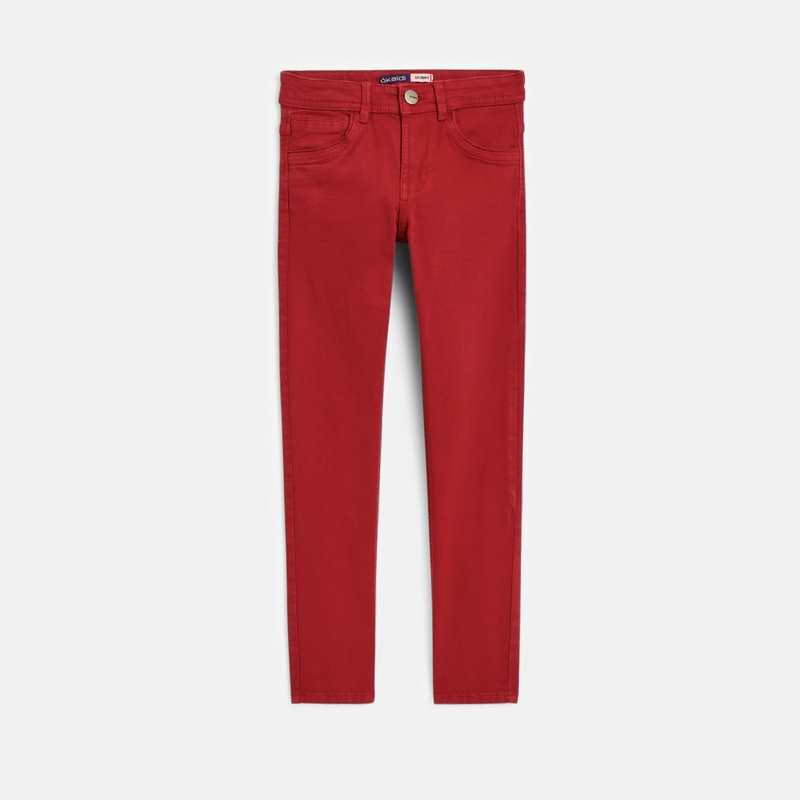 Pantalon skinny en toile unie rouge garçon