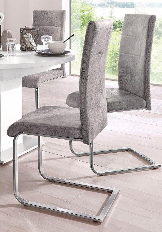 INOSIGN Freischwinger Cosy (Set, 2 St), Bezug aus strapazierfähiger Microfaser, verchromtes Metallgestell