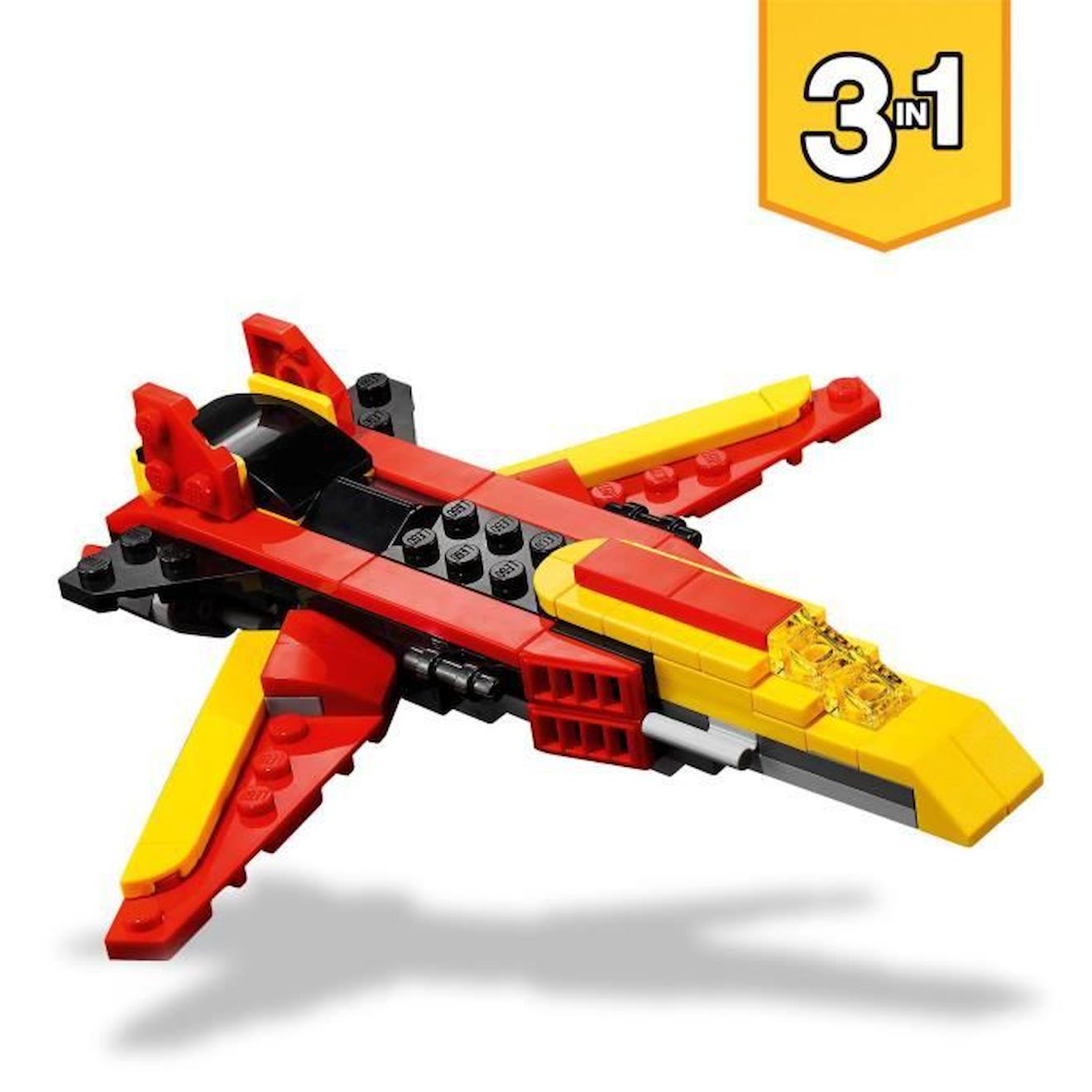LEGO® Creator 31124 Le Super Robot, Jouet 3 en 1 Robot Dragon Avion bleu