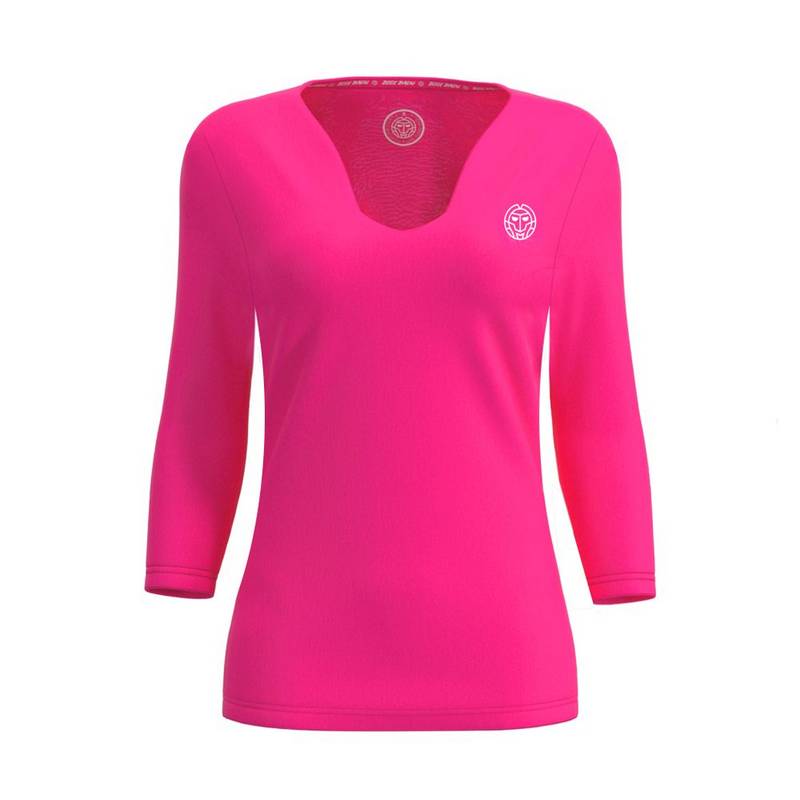 BIDI BADU Crew V-Neck Longsleeve Tennisshirt Damen