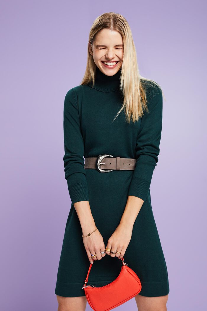 Strick-Minikleid mit Rollkragen