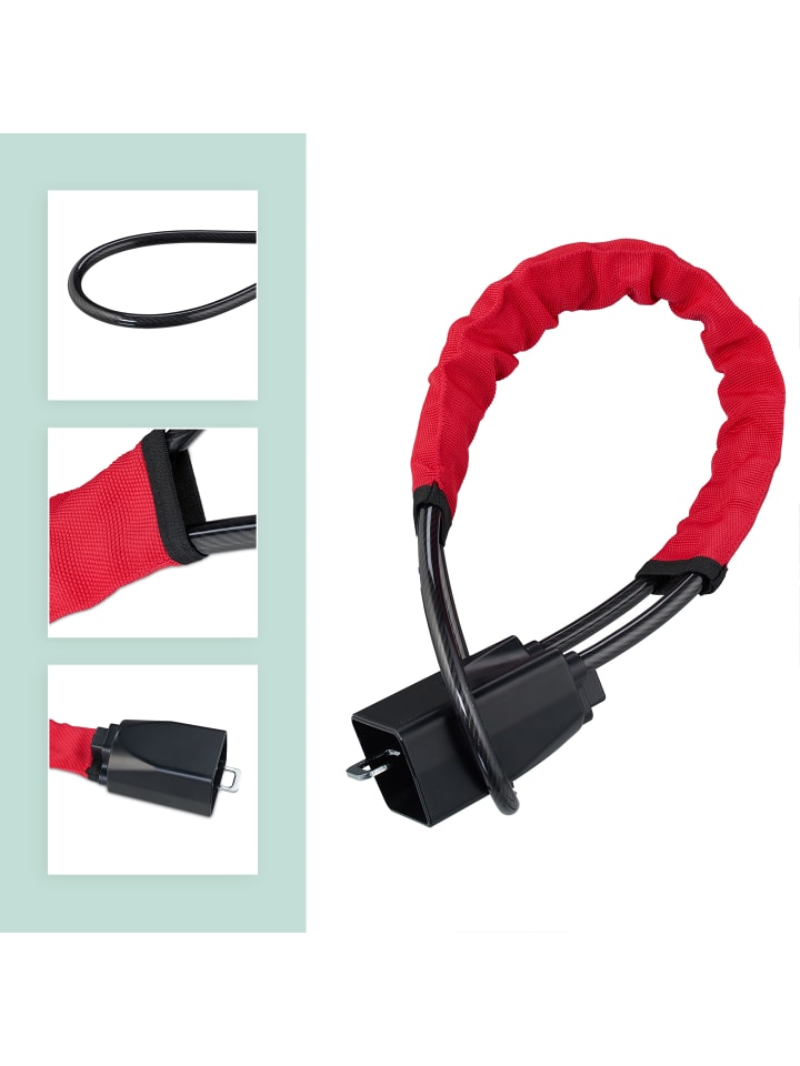 relaxdays Lenkradschloss in Schwarz/ Rot günstig kaufen onesize
