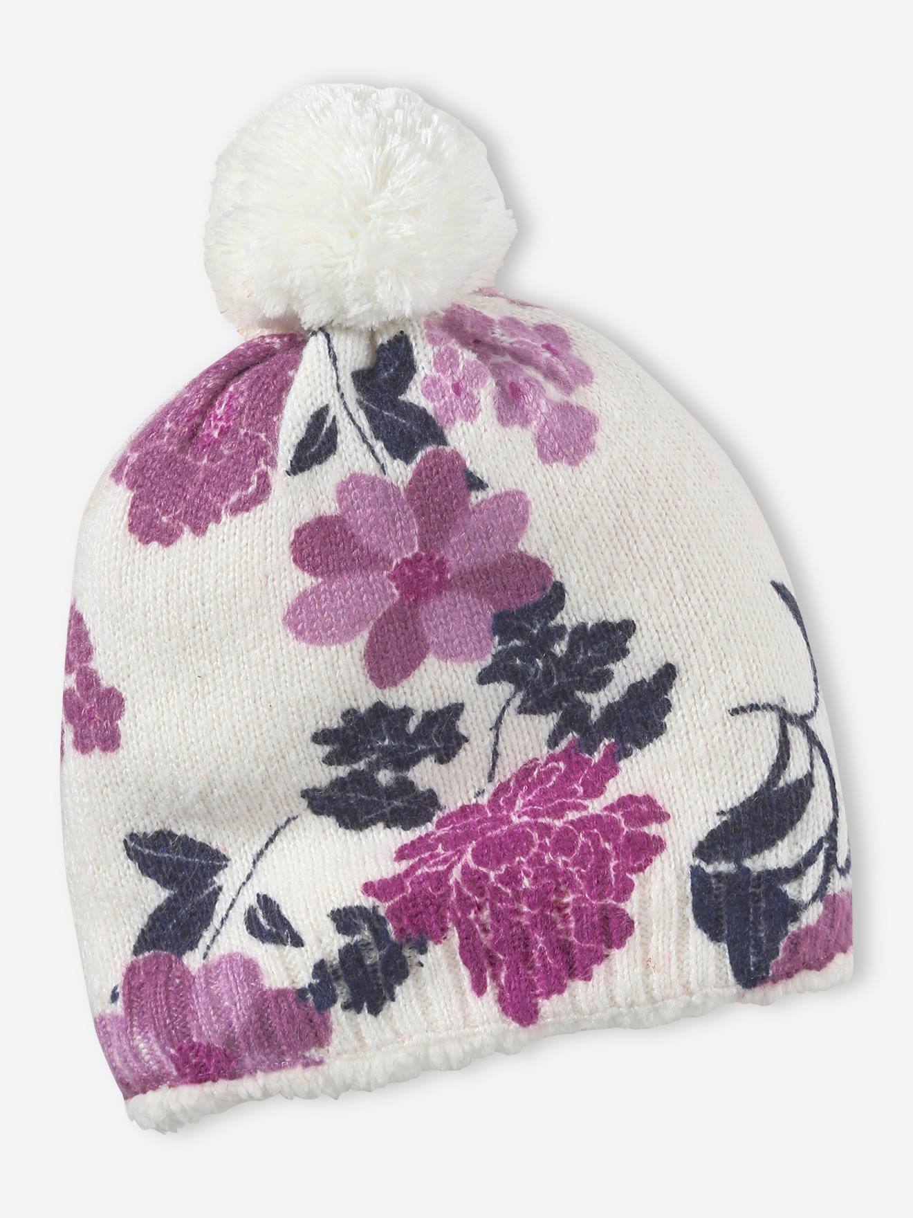 Vertbaudet Mädchen Mütze mit Blumenprint - rosa bedruckt