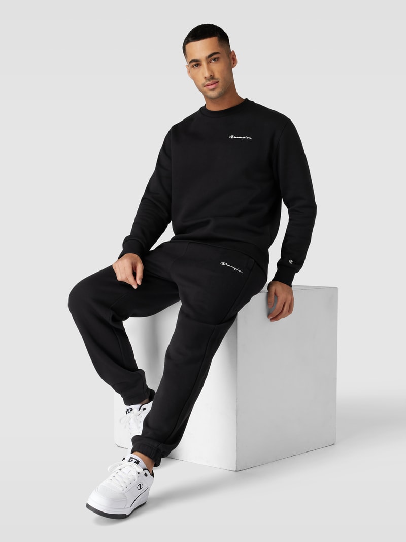 Sweatpants mit Label-Stitching Modell 'Rochester' in schwarz