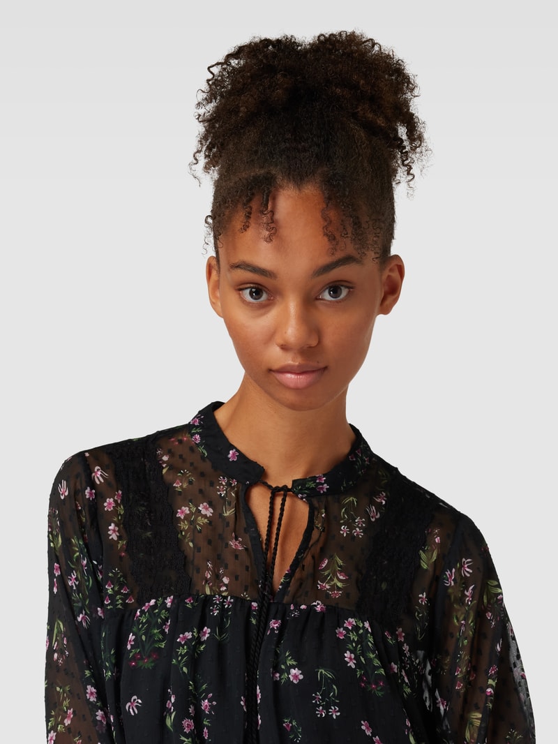 Bluse mit Schlüsselloch-Ausschnitt Modell 'TESSA ELIZA' in schwarz