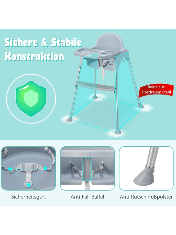 COSTWAY 4 in 1 Babyhochstuhl 6-36 Monate in Grau günstig kaufen onesize