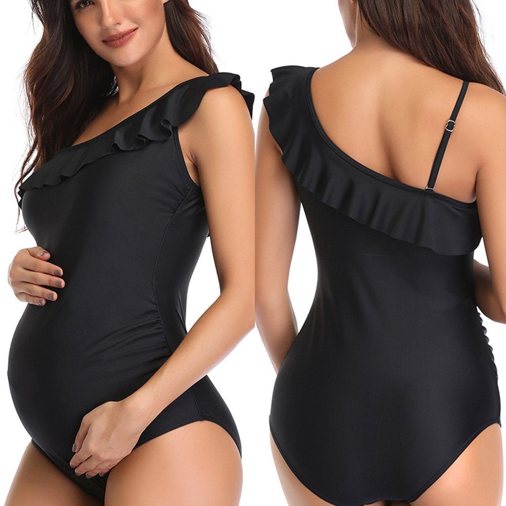 aikidio Umstandsbadeanzug Badeanzug Umstandsbikini-Badeanzug mit einseitig verstellbarem Riemen (1-St)