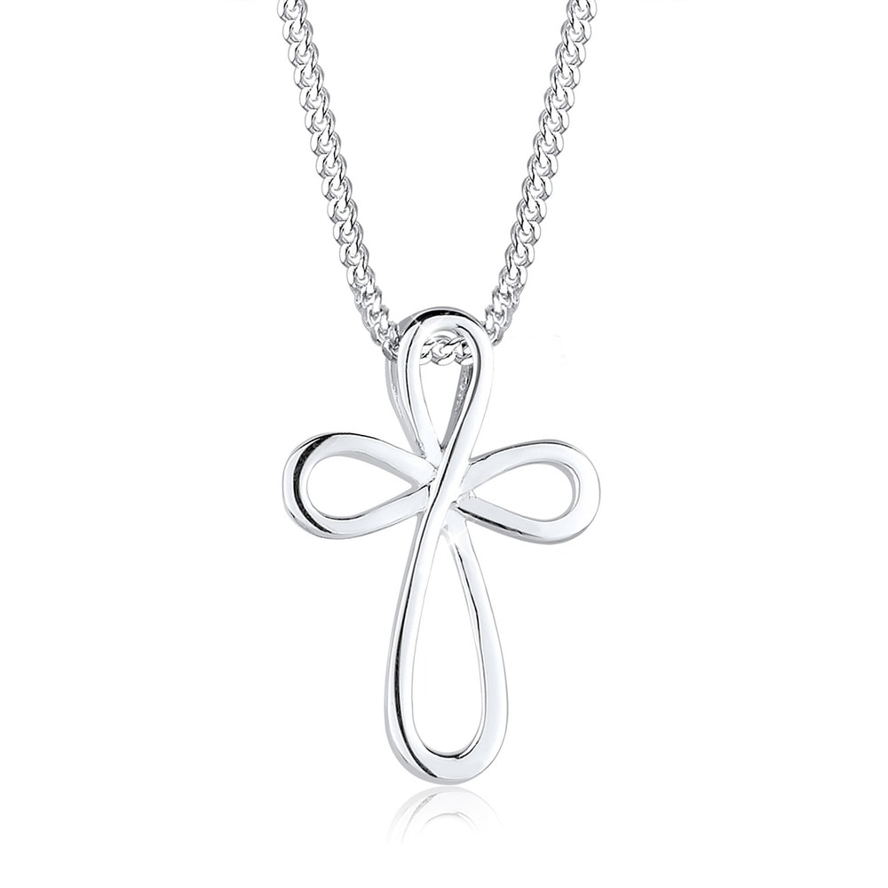 Elli Elli Collier Femme Pendentif Croix Moderne en Argent Sterling 925 Bijoux