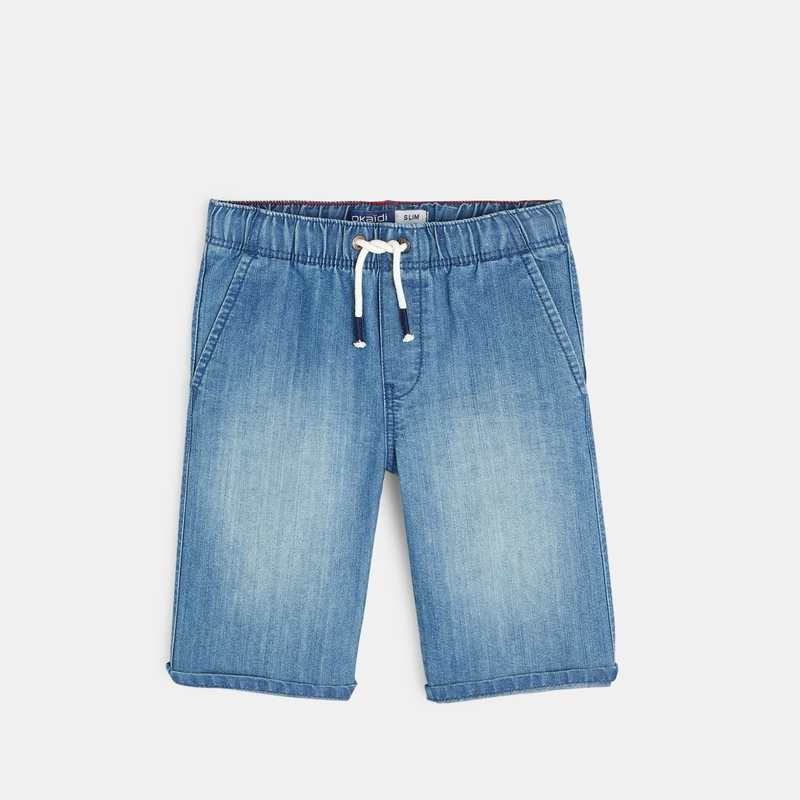 Bermuda slim en jean bleu garçon
