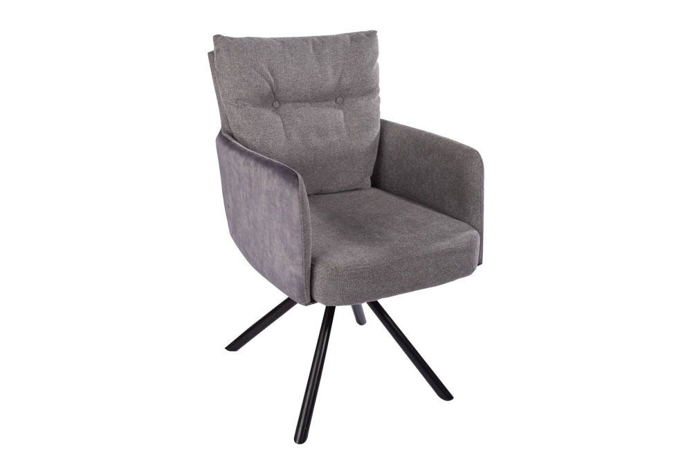 riess-ambiente Polsterstuhl BIG GEORGE grau / schwarz (Einzelartikel, 1 St), Esszimmer · Samt · 360° drehbar · Armlehne · Retro