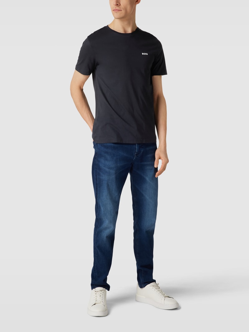 T-Shirt mit Label-Print Modell 'Tee 7' in marineblau