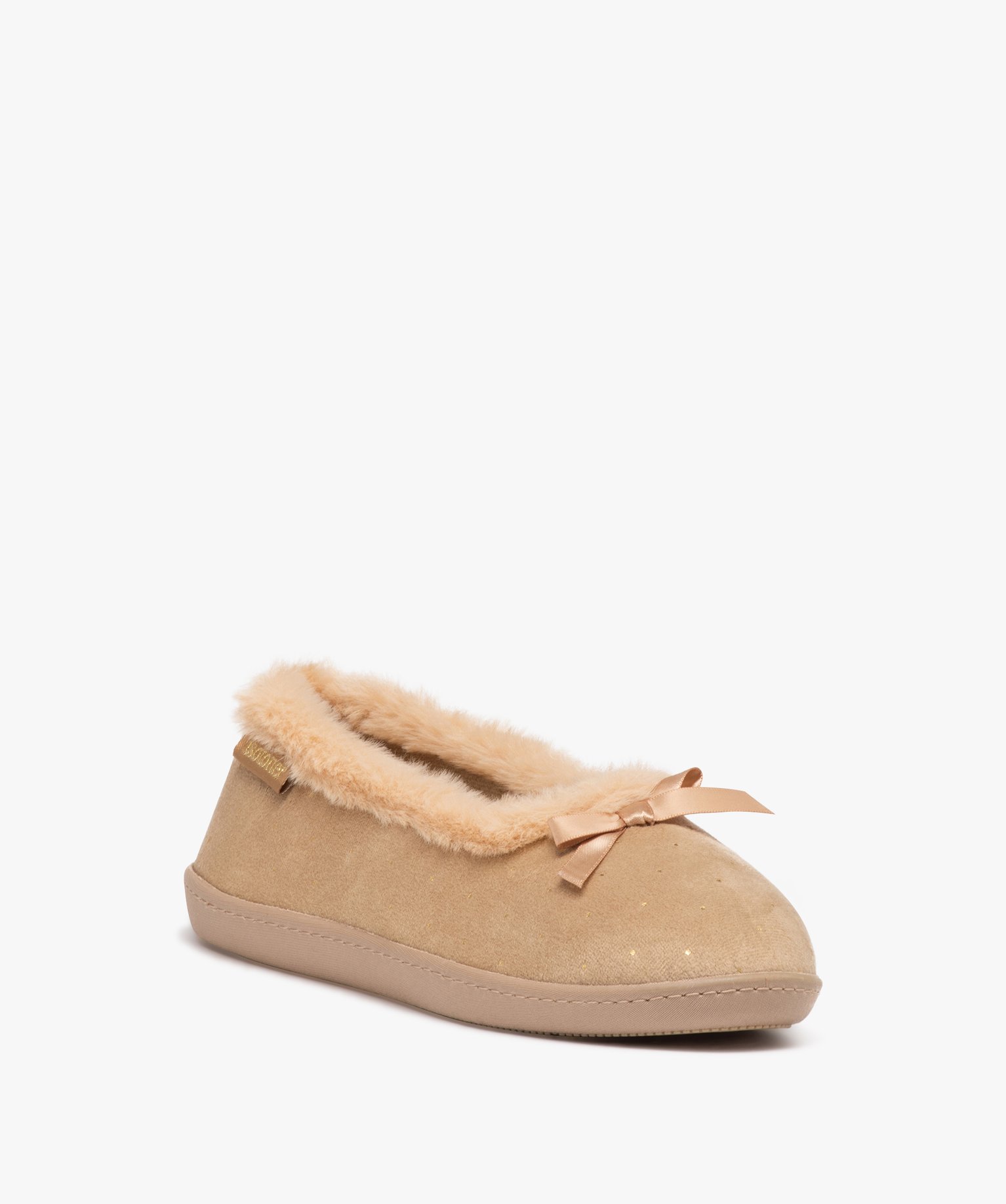 Chaussons femme ballerines fourrées unies - Isotoner beige | GEMO