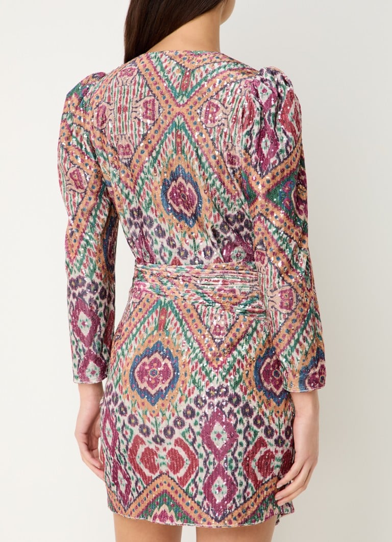 ba&sh Tola mini velvet tunic dress with print and sequins