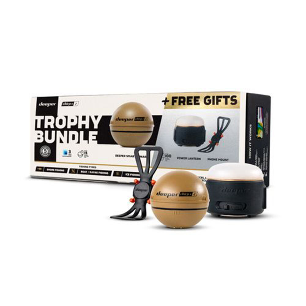 Deeper Trophy Pack Chirp+V2 su išmaniojo telefono palaikymu ir lempa