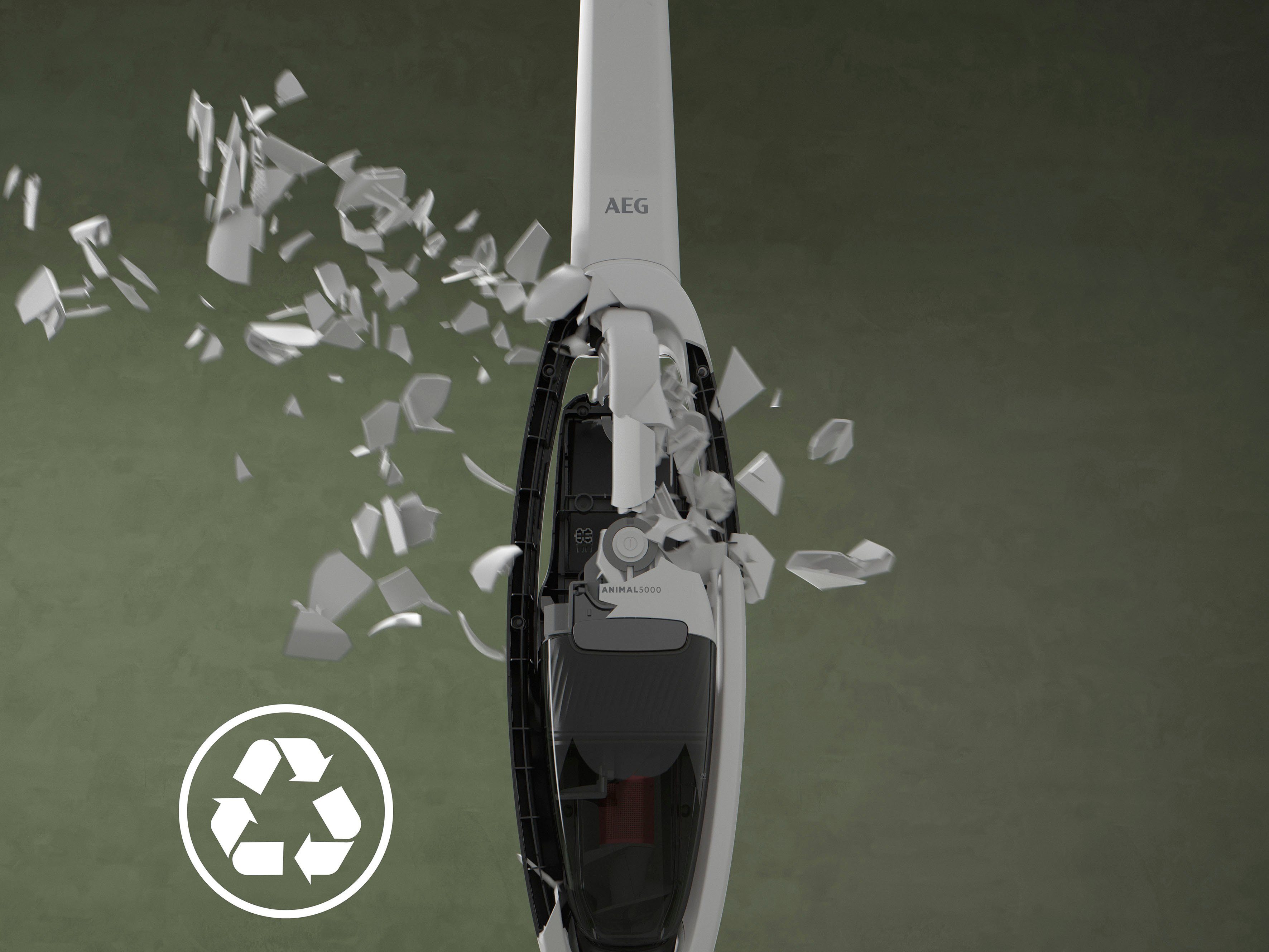 AEG Akku-Hand-und Stielstaubsauger ANIMAL 5000 AKKU-STAUBSAUGER (AS52AB21UG), beutellos, 2in1, leise 79 dB(A), 58 % Recyclingmaterial, bis zu 50 Min. Laufzeit