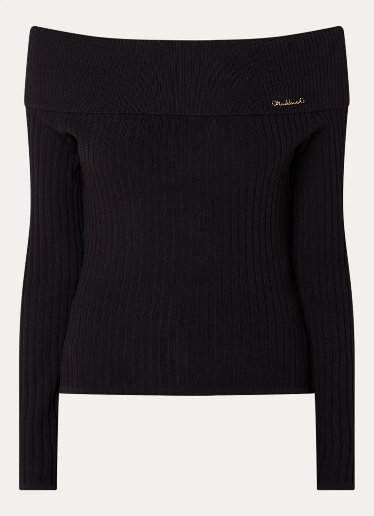 NIKKIE Haledon ribbed knit top with logo